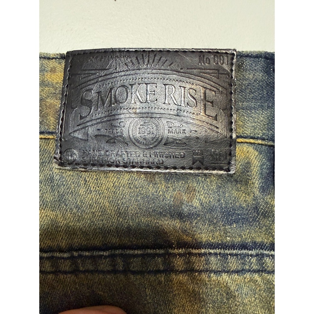 Smoke Rise Cyberpunk Biker Jeans Mens Size 40 Grungecore Moto Streetwear Edgy - Picture 6 of 7